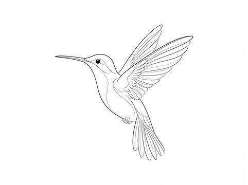 Minimalist hummingbird fine-line tattoo design in flight