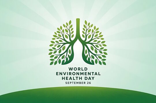 World Environmental Health Day concept with green tree leaves in shape of human lungs