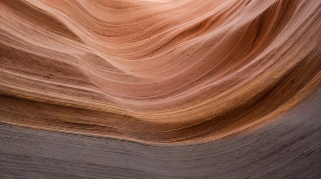 Abstract close up view of smooth flowing sandstone rock formations in a desert canyon.