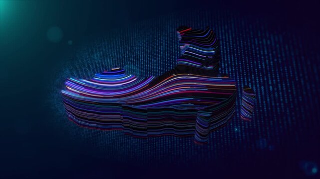 Dynamic China map reveal animation combines flowing neon lines, glowing particles, blue digital grid texture, dimensional depth, and a China text reveal for modern technology visuals.