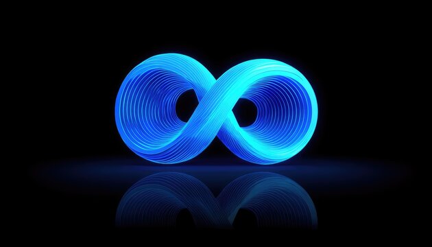 Neon blue infinity symbol, 3D render