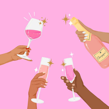 Celebration drinks background, cute party illustration