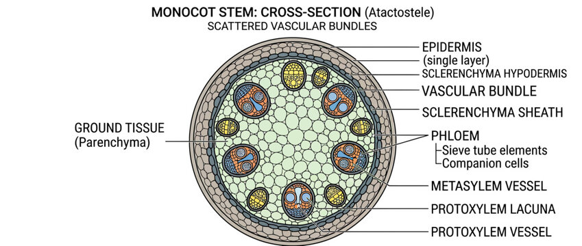 Monocot Stem Cross Section Diagram Isolated
