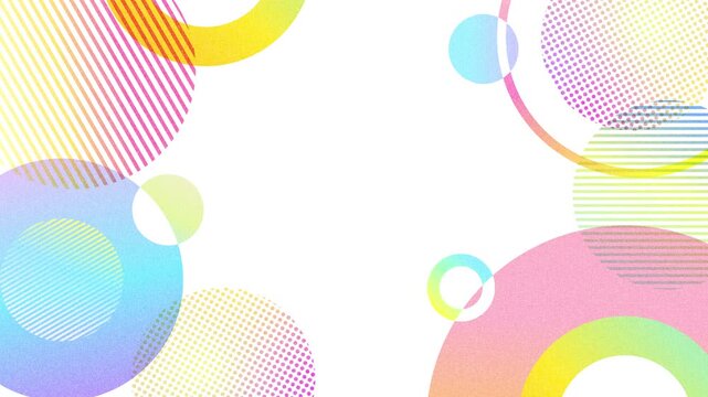 【4K Loop】Geometric Noise Gradient Circle Animation Background for Titles with White Copy Space (Multicolor)