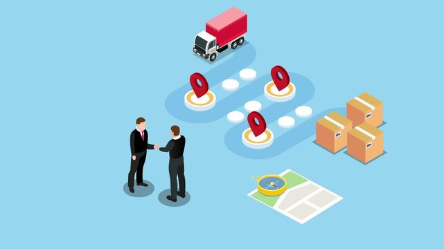 Logistics Tracking and Supply Chain Concept 3d animation cartoon