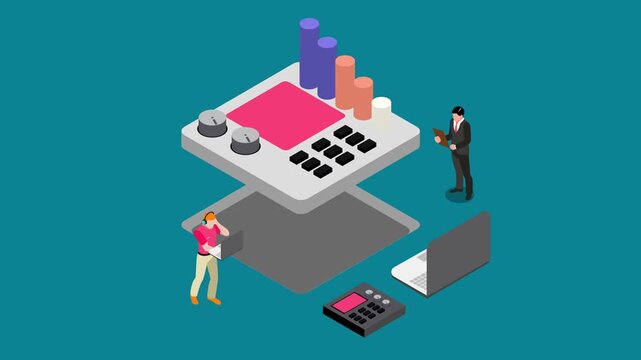 Audio Production and Sound Engineering Technology Concept 3d animation cartoon