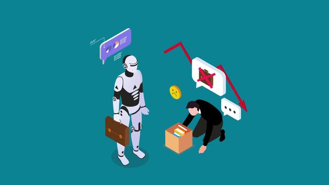 AI Replacing Human Jobs 3d animation cartoon