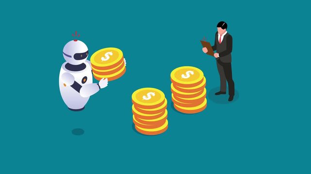 AI Financial Advisor and Investment Manager 3d animation cartoon