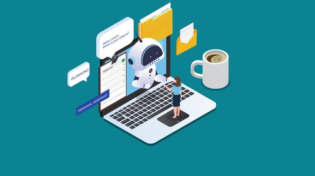 AI Personal Assistant and Task Management Concept 3d animation cartoon