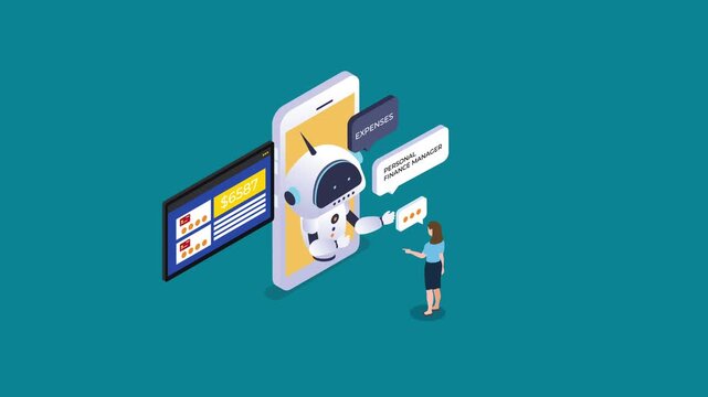 AI Personal Finance Manager and Budgeting Concept 3d animation cartoon