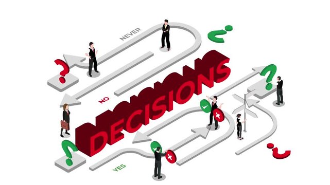 Business People Navigating Decision Pathways Concept 3d animation cartoon