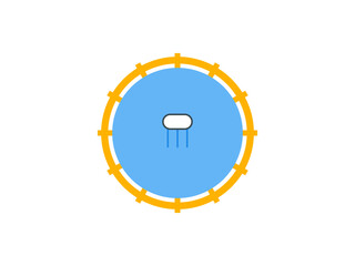 Naklejka premium Minimalist digital icon featuring a stylized blue circular platform with a centralized white electronic component on a white background