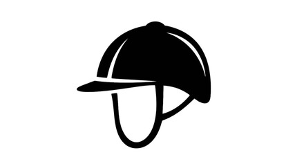 Fototapeta premium Vector illustration of black silhouette icon of a horse riding helmet on a transparent background