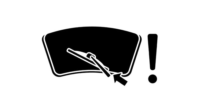 Vector illustration of windshield wiper icon with warning sign, automotive maintenance on a transparent background