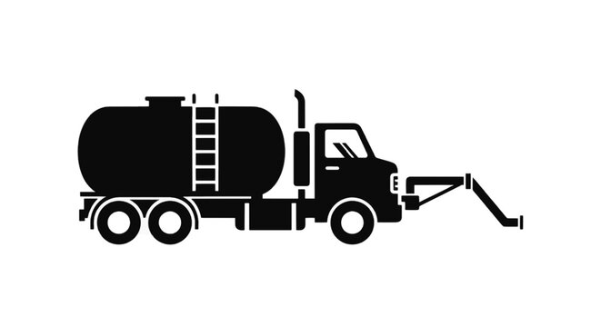 Vector illustration of tanker truck icon, industrial vehicle for liquid transportation on a transparent background