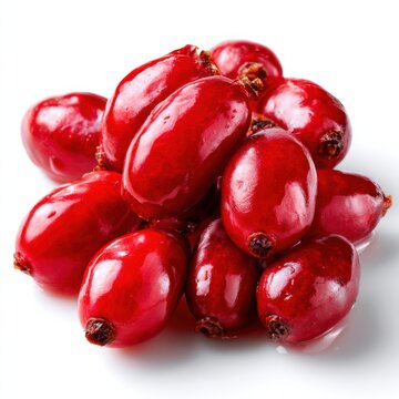 Fresh Red Barberries on White Background