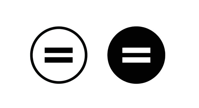 Vector illustration of equal sign icon set in circle on a transparent background