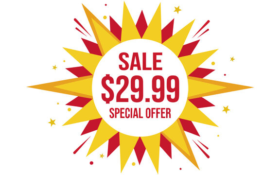 Bright sale offer graphic design with price twenty nine ninety nine dollars