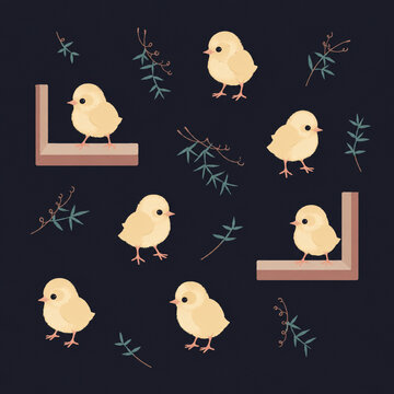 Chicken christmas seamless pattern