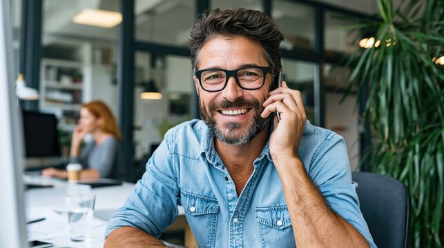 Dynamic Insurance Agent Communication Over Phone in Modern Office