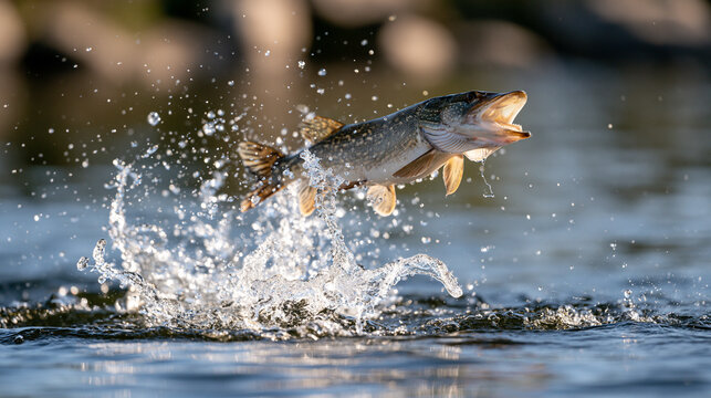 Calm Lake Surface Breaks Beneath a Dynamic Wildlife Leap
