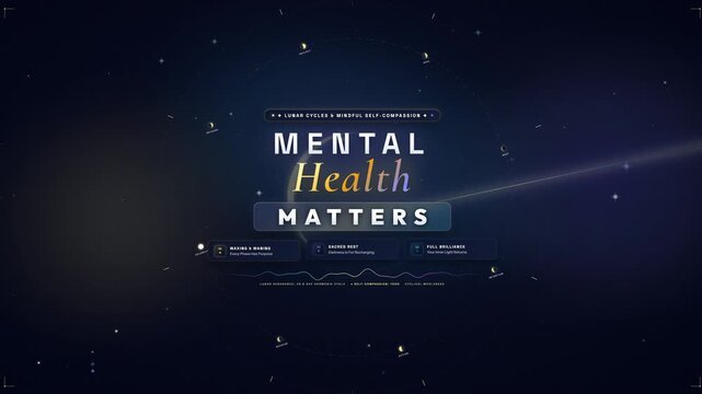 Mental Health Matters Animated Typography on Dark Cosmic Interface Background