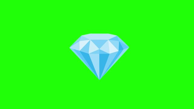 Diamond animated sparkling blue gemstone luxury crystal jewel in 4k green screen background