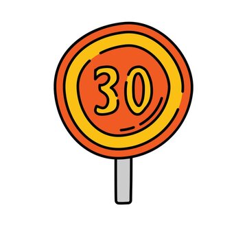 Speed Limit Sign Handrawn icon animation with minimal, smooth transitions, and simple. No background. Alpha Channel