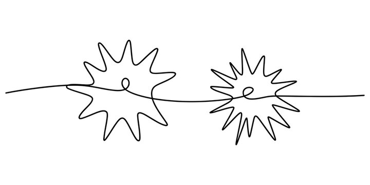 Two abstract star shapes drawn with a single continuous black line