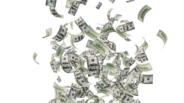 American dollar bills notes falling down. USA business concept.