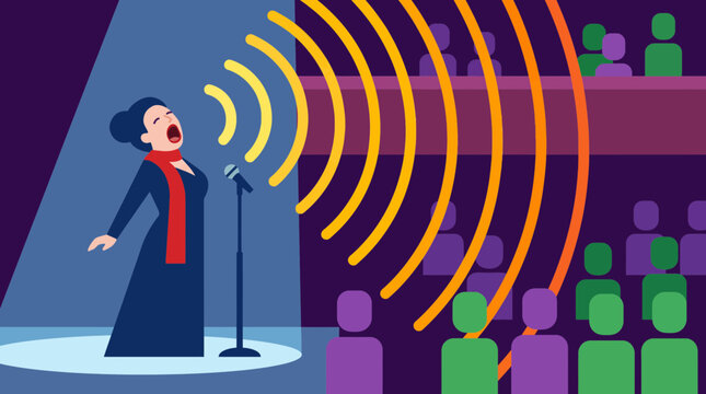 Opera Singer Voice Projecting Sound Waves