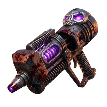 Futuristic sci-fi plasma weapon with glowing purple energy core