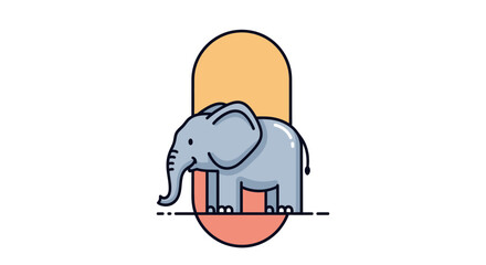 Fototapeta premium cartoon elephant standing on orange circle