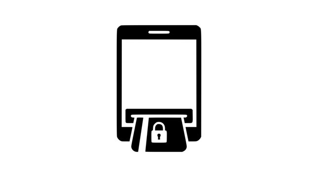 A digital tablet functioning as a card reader terminal accepting a payment card with a security padlock, representing mobile point-of-sale, encrypted financial transactions, fintech banking, and secur