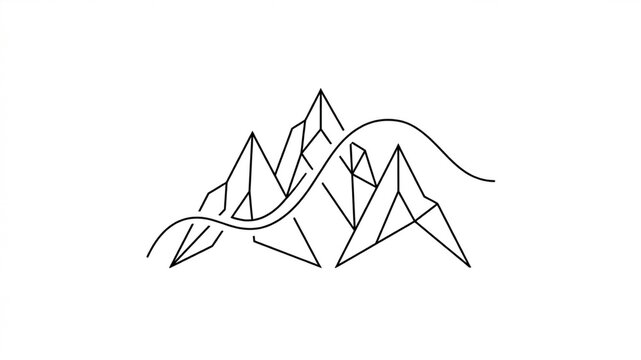 Minimalist mountain range sketch with flowing line detail in black ink mountain minimalist landscape adventure illustration elevation