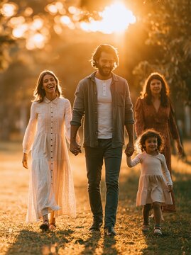 Joyful Brazilian Family Embracing Life in Sunlit Park