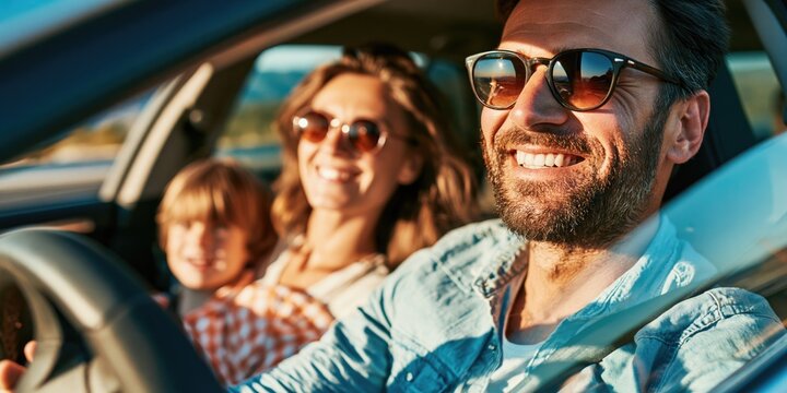 Joyful Family Road Trip in a Scenic Landscape