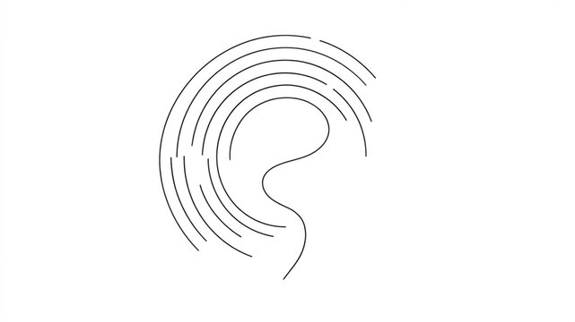 Minimalist circular ripple abstract line art pattern design with abstract minimalist geometric monochrome decoration continuous stylized
