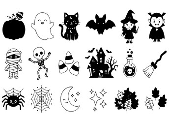 Obraz premium halloween icons set