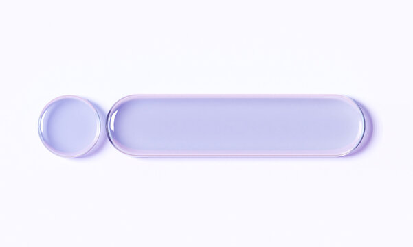 Glassmorphism slider button. Translucent 3D UI interface element