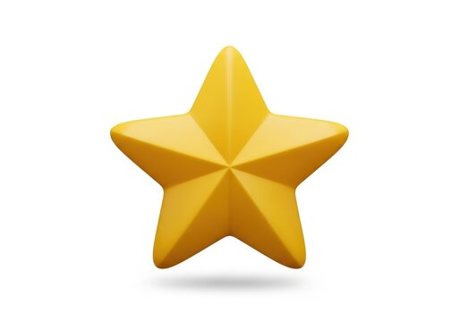 A single bright yellow star shape with a smooth surface and soft shadow effect