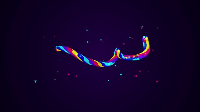 Glowing Neon 3D Ribbon Loop Pink Purple Fluid Wave Motion Graphic