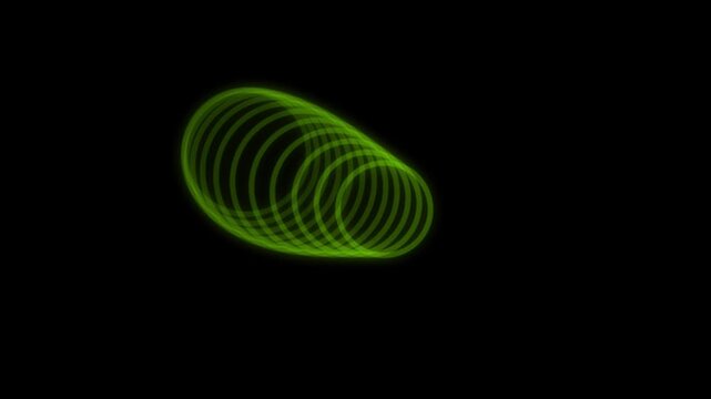 Neon Lime Green Glowing Rings Wave Kinetic Motion Loop