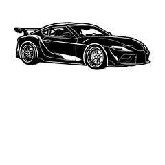 Fototapeta premium Modern sports coupe car vector illustration, sleek performance vehicle silhouette design.