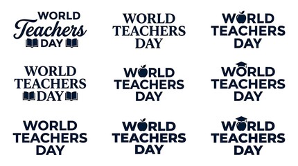 Obraz premium Collection of World Teacher's Day typography and logo designs.