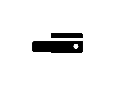 Minimalist black icon representing a credit card for payment processing systems