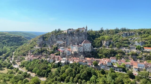 panoramic view of rocamadour medieval cliffside village and sanctuary in lot france