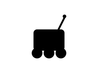 Fototapeta premium Minimalist black icon of a four wheeled delivery robot with an antenna