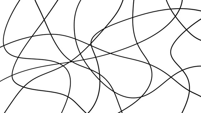黒い線がぐちゃぐちゃに絡み合った抽象的な模様のアニメーション。モダンな印象の動く背景素材