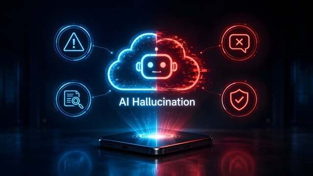 AI Hallucination And Misinformation Detection Platform Concept On Smartphone